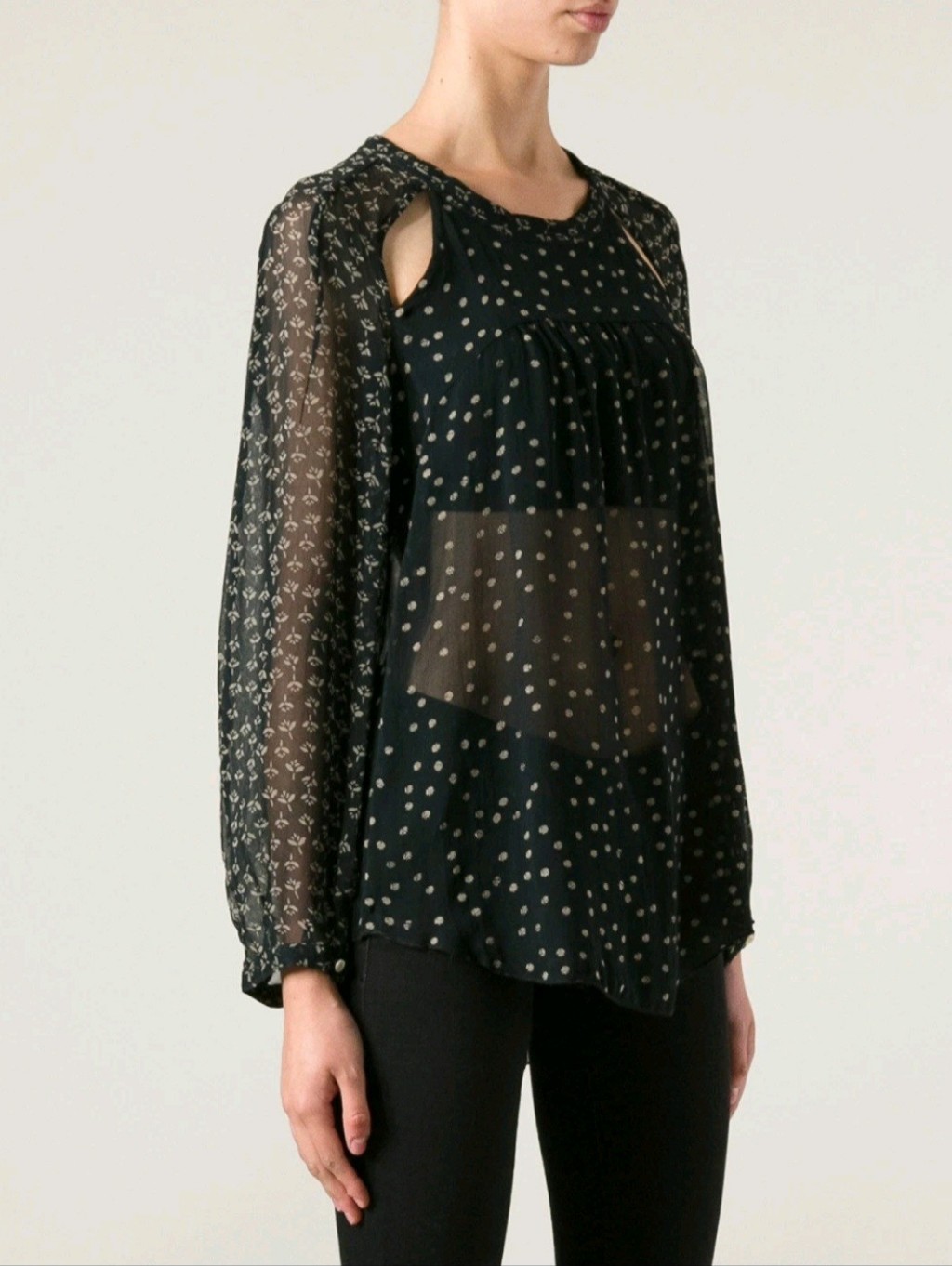 Isabel Marant Top, Size 4, Sheer Black, Cut-Outs